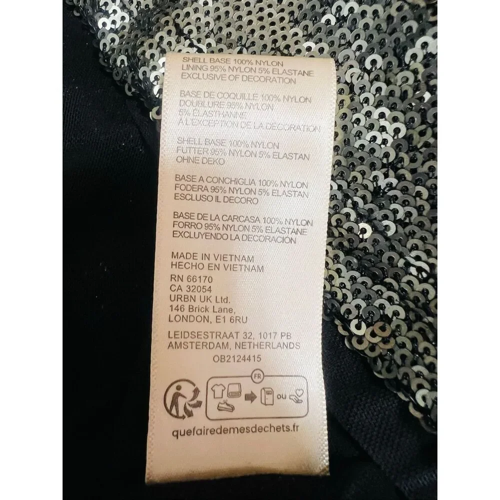 Free People Womens Gunmetal Gray Sequin Futter Sleeve Manuka Mini Dress Size XS